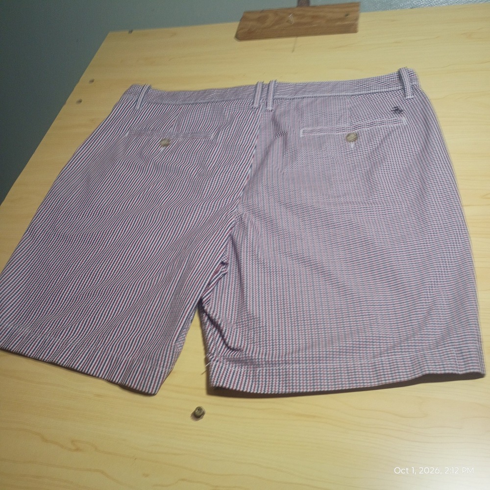 Original Penguin Shorts Men 38 Red White Blue Micro Check Gingham Preppy